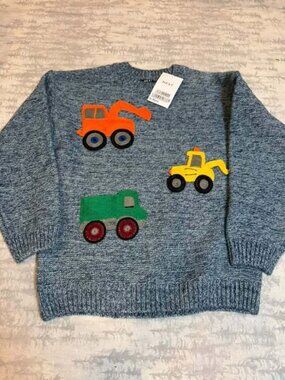 NWT Next Gray Trucks Applique Sweater 4-5Y
